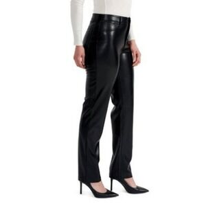 Joie Black Faux Leather Pants Women 10 Straight‎ Leg High Rise Buttery Smooth